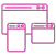 Neon pink browser windows icon representing web design and multiple interfaces.