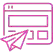 Neon pink paper airplane and web browser icon representing digital communication and navigation