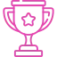 Pink trophy icon with a star in the center, symbolizing achievement and success.