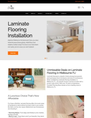 Cavalieri Flooring website section showcasing laminate flooring installation services with images of modern interiors and information on affordable and stylish flooring options.